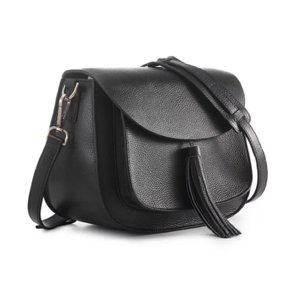 GATTA Lola Noir Black Crossbody Messenger Camera Bag Tassel - Picture 2 of 8